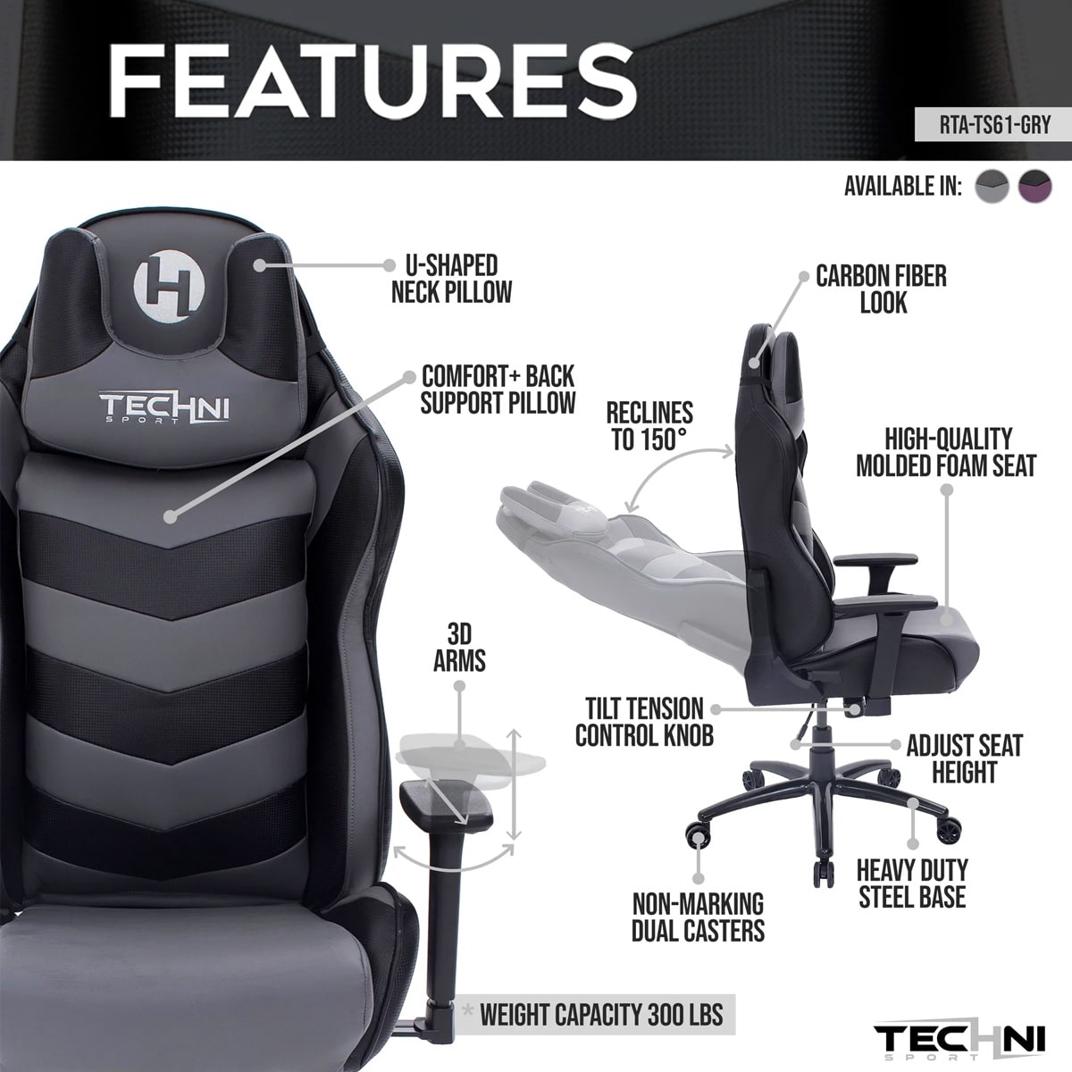 TS61 Grey Comfort+ Gaming Chair - ModdedZone